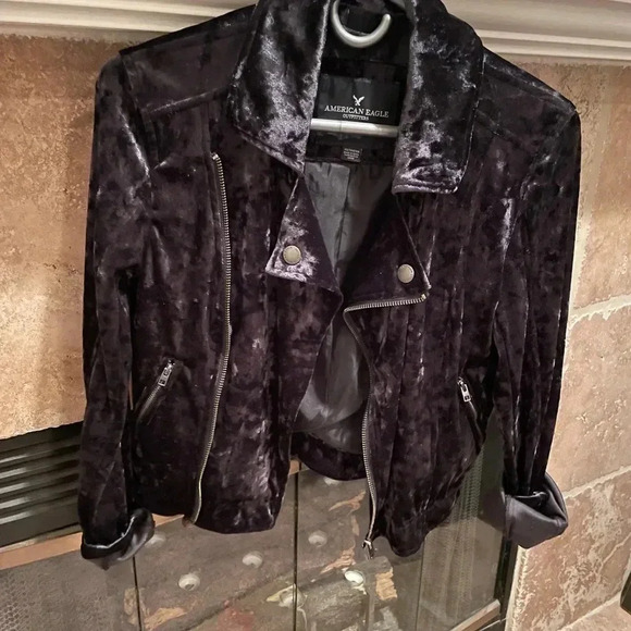 American Eagle Outfitters Crushed Velour Cropped Jacket Size XS Fairygrunge - Picture 2 of 8